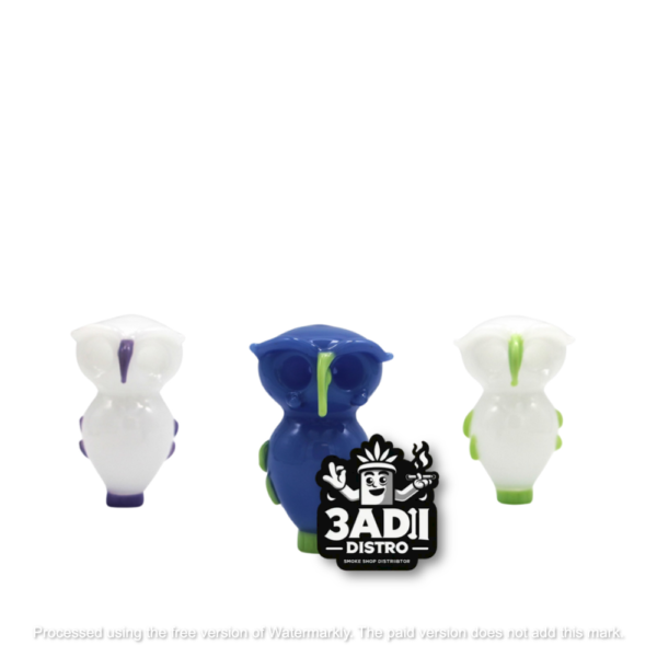 Color Night Owl Dual Bowl 126g Hand Pipes Color Night Owl Dual Bowl 126g Glass 4in. Hand Pipes [HP-OWL] *8ct 1gal. Bundle*