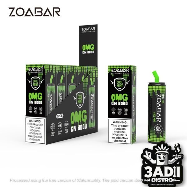 E02 10477 Oct 2024 ZoaBar CN8000 8000 Puffs ZERO NIC (0mg) 20mL Disposables *Display of 5*