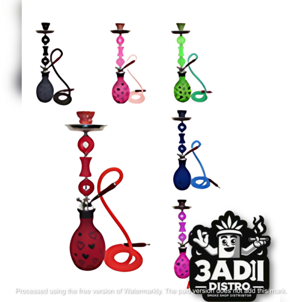 Image from Digoods Sept 2024 4 Zebra Smoke Heart Single Hose 29in. Hookah (Assorted Colors) *Sold As Singles*