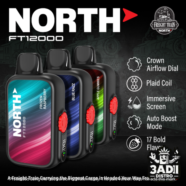 North FT12000 76350 North FT12000 12000 Puffs 15mL Disposables w/ Dual Plaid Mesh Coil *Display of 10*
