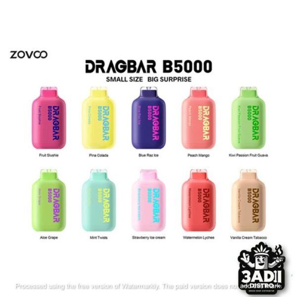 Zovoo Dragbar B5000 13ml ZOVOO DRAGBAR B5000 5000 Puffs 50mg Rechargeable 13mL Disposable w/ Mesh Coil *Display Of 5*