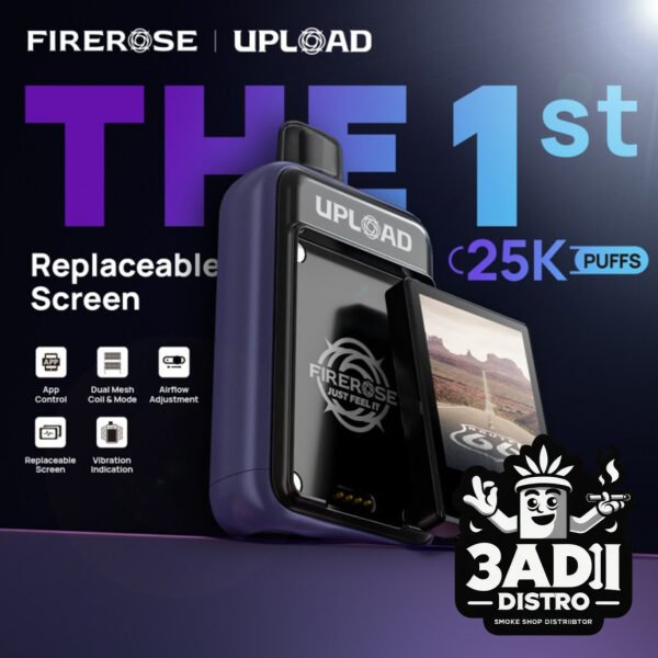 Upload 03 Firerose Upload 25k Puffs 50mg 20mL Disposable Kits w/ Replaceable Screen *Display of 5*