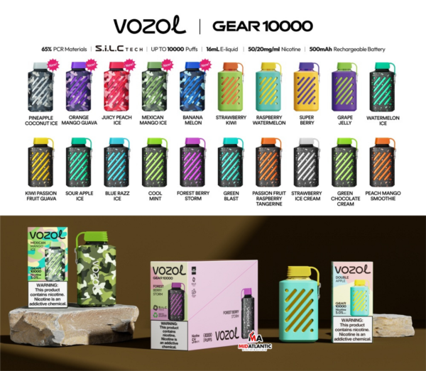 Vozol Gear 10000 43470.1702075818 Vozol Gear 10,000 Puffs 50mg 20mL Disposables *Display of 5*