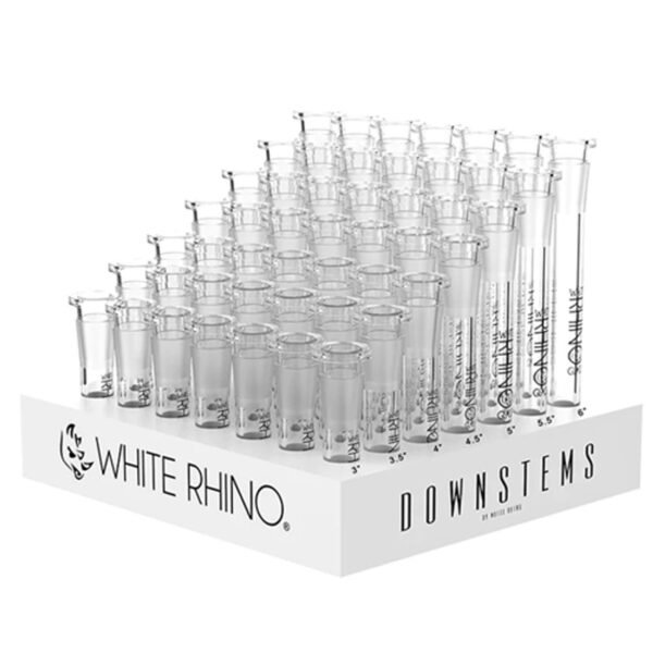 White Rhino 19 14 Glass Downstem 49 Count Display 44337.1659984657 White Rhino Glass Downstems *Display of 49*