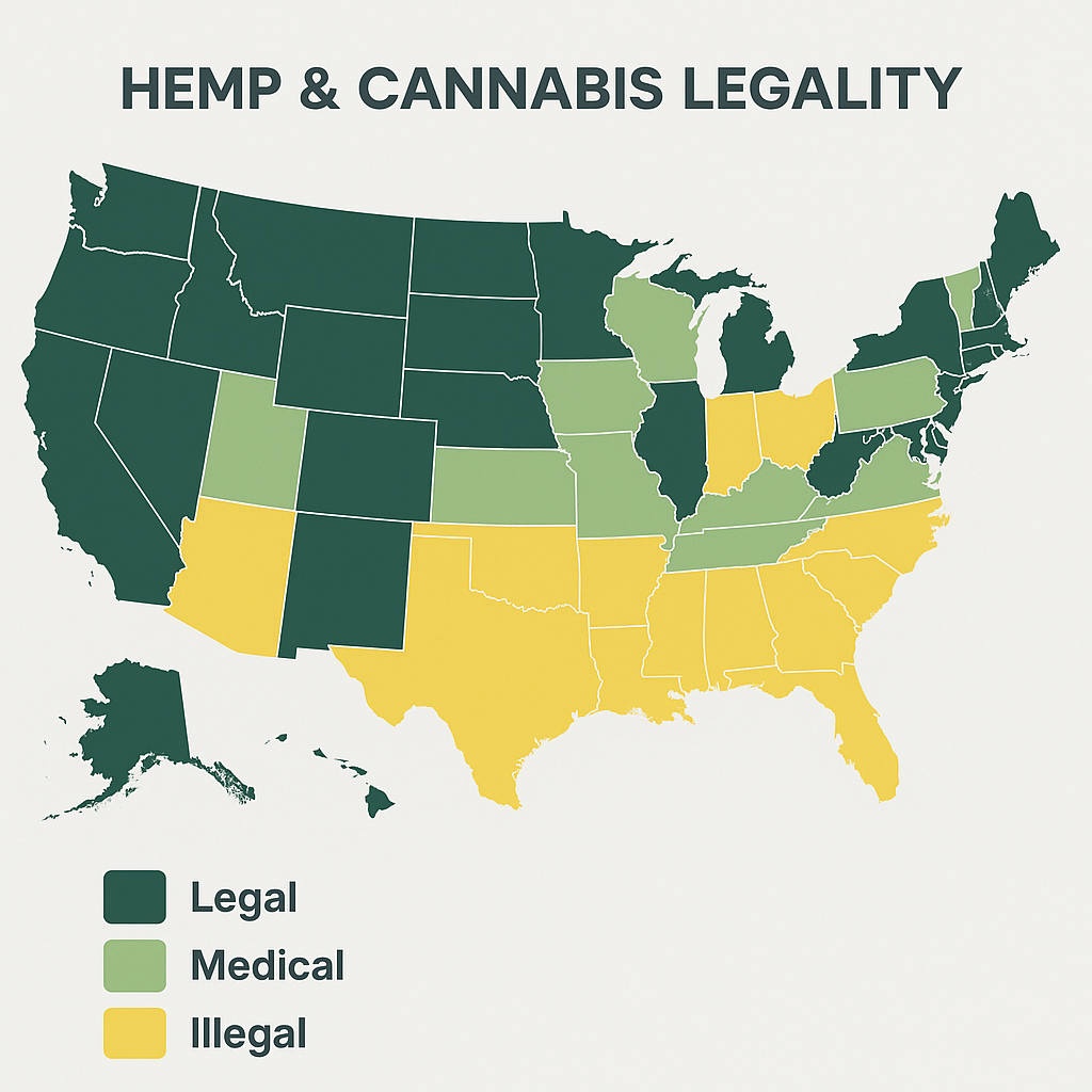 The Legal Landscape of Cannabis-Derived Products Across U.S. States in 2025 ChatGPT Image 10 jul 2025 01 11 26 p.m The Legal Landscape of Cannabis-Derived Products Across U.S. States in 2025