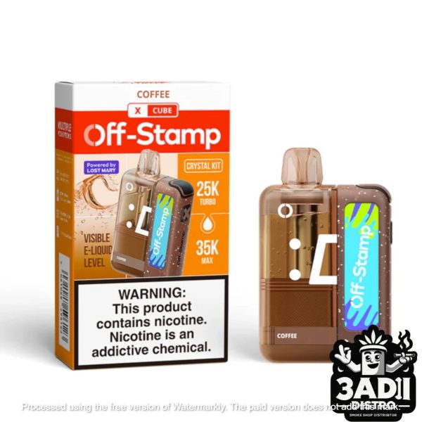 Coffee 72661 1 Lost Mary Off-Stamp X-Cube Crystal 35k Puffs 50mg 19mL Pod Disposables (Full Kit) *Display of 5*