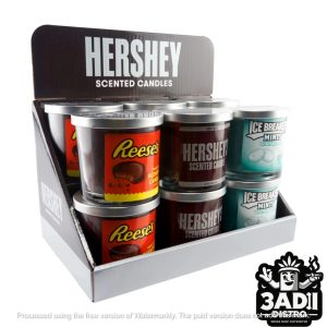 HersheysCandyEdition2 34254 1 Sweet Tooth 14oz. Triple Wick Candles Counter Top Display *Fully Stocked w/ 9 Candles*