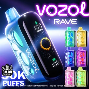 Vozol Rave 50K Puffs 50mg 20mL Disposables w/ Beat Sensing Display *Display of 5*